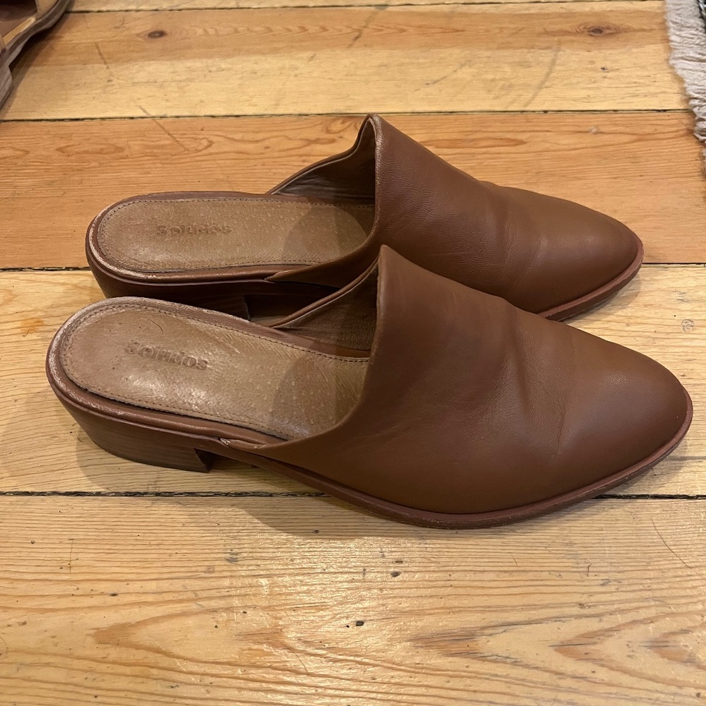 Soludos Brown Leather Mules